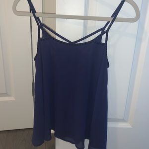 Blue-Beaded Camisole with Weaved Back